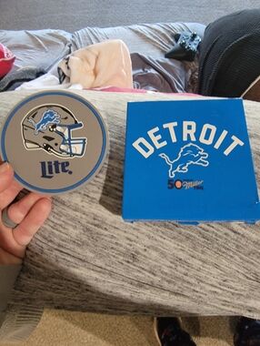 Detroit Lions Blue and Gray Coaster SET